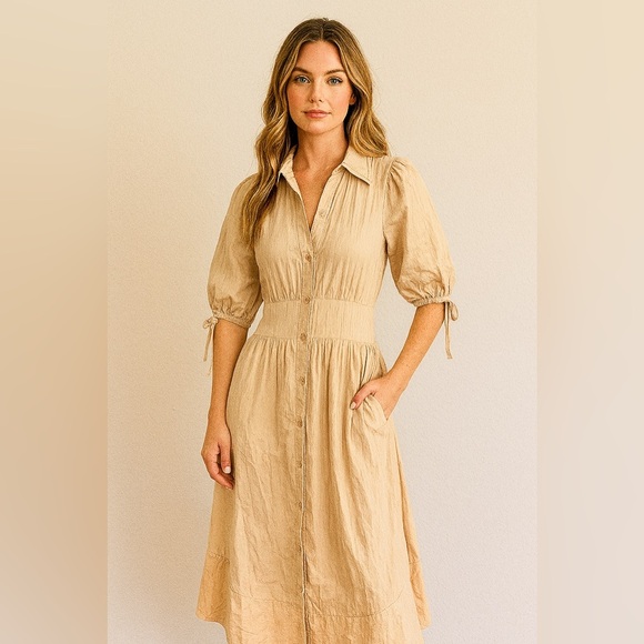 Mon Renn Marlow Midi Dress Size US XS Color Cream - Picture 1 of 4